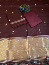 Jamdani Suit – Brown Golden Work image 2