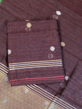 Jamdani Suit – Brown Golden Work image 3