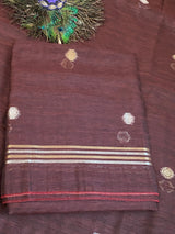 Jamdani Suit – Brown Golden Work image 4