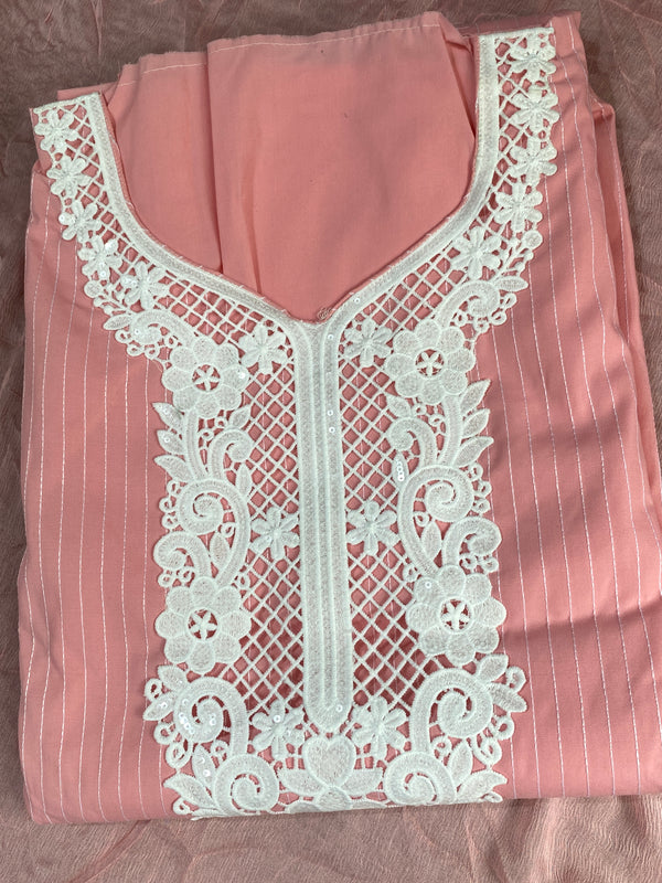Beautiful Pink Cotton Unstitched Suit