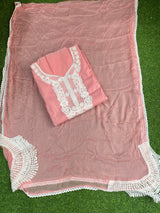 Beautiful Pink Cotton Unstitched Suit image 2