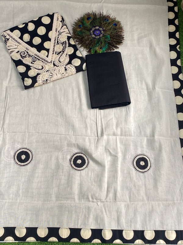 Evergreen Polka Cotton Unstitched Suit