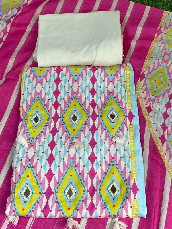 Ikkat Cotton Unstitched Suit