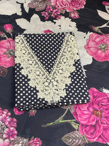 Beautiful Black Pure Cotton Unstitched Suit image 1