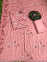 Designer Pink Cotton Unstitched Suit image 2
