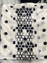 Black Polka Cotton Unstitched Suit image 1