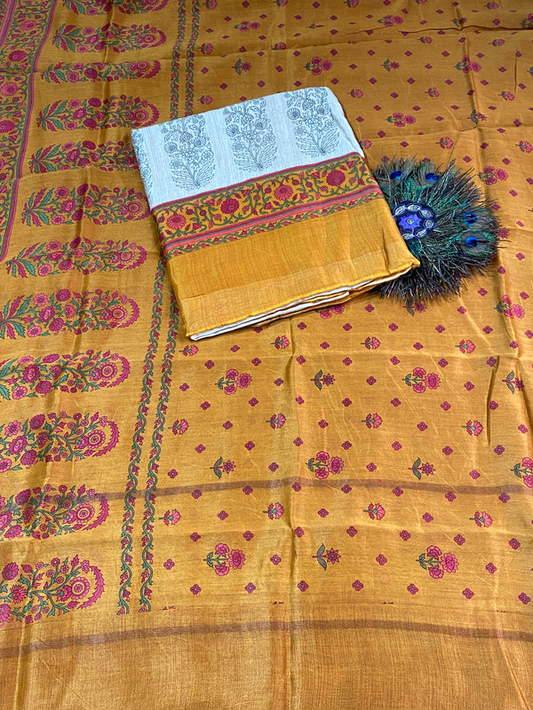 Pure Maheshwari Unstitched Suit - Kalamkari 2nd Design