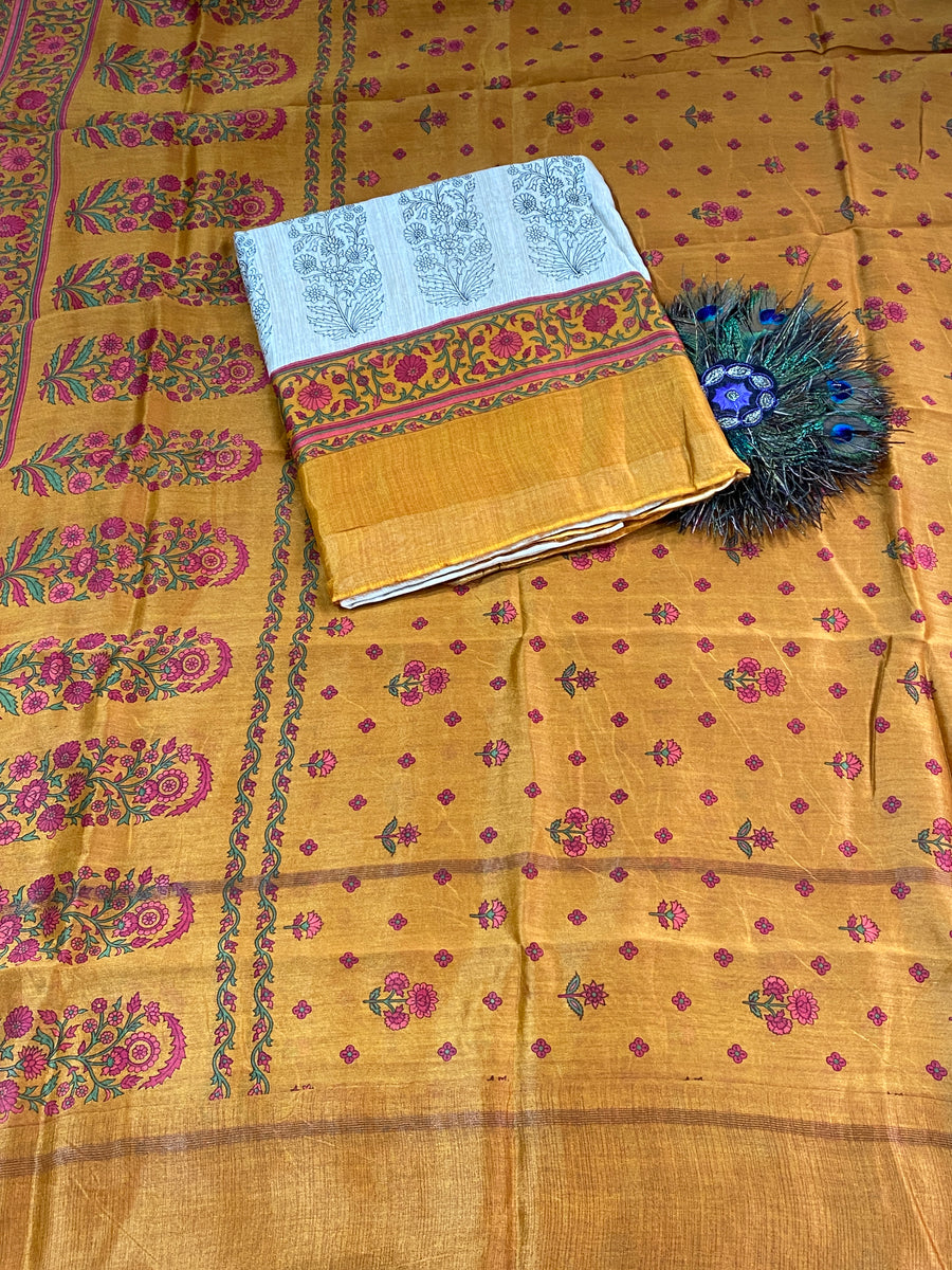 Pure Maheshwari Unstitched Suit - Kalamkari 2nd Design