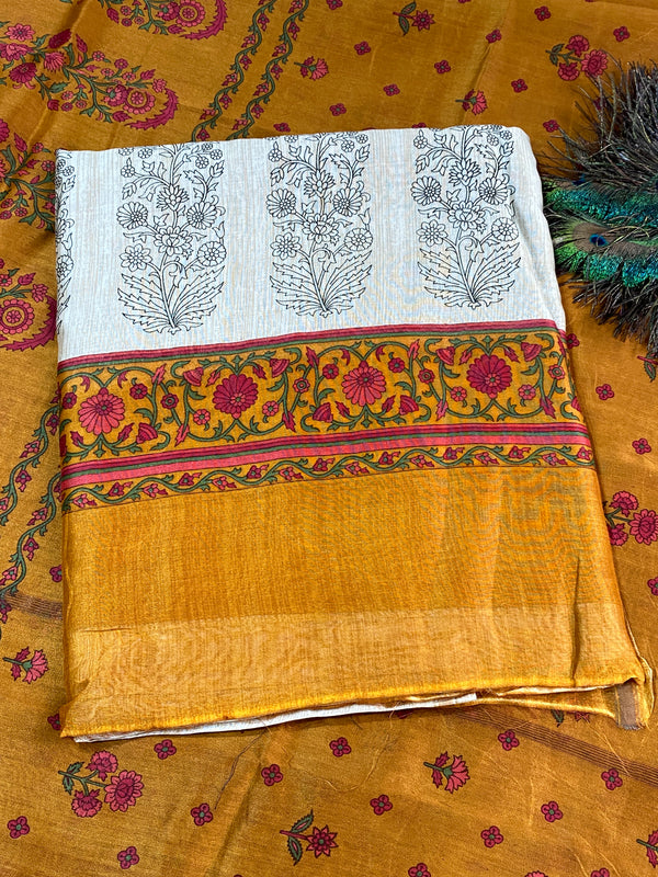 Pure Maheshwari Unstitched Suit - Kalamkari 2nd Design
