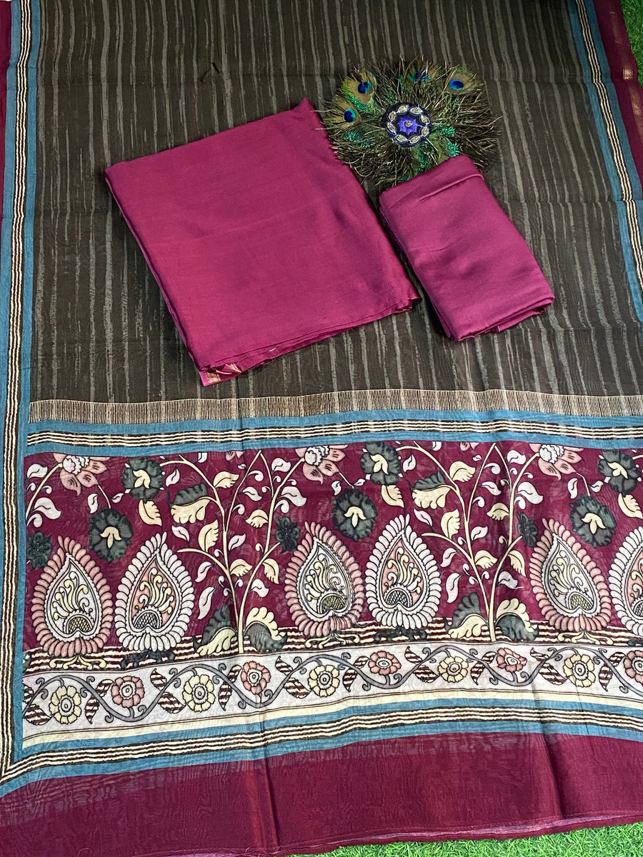 Plain Maheshwari Digital Dupatta Design