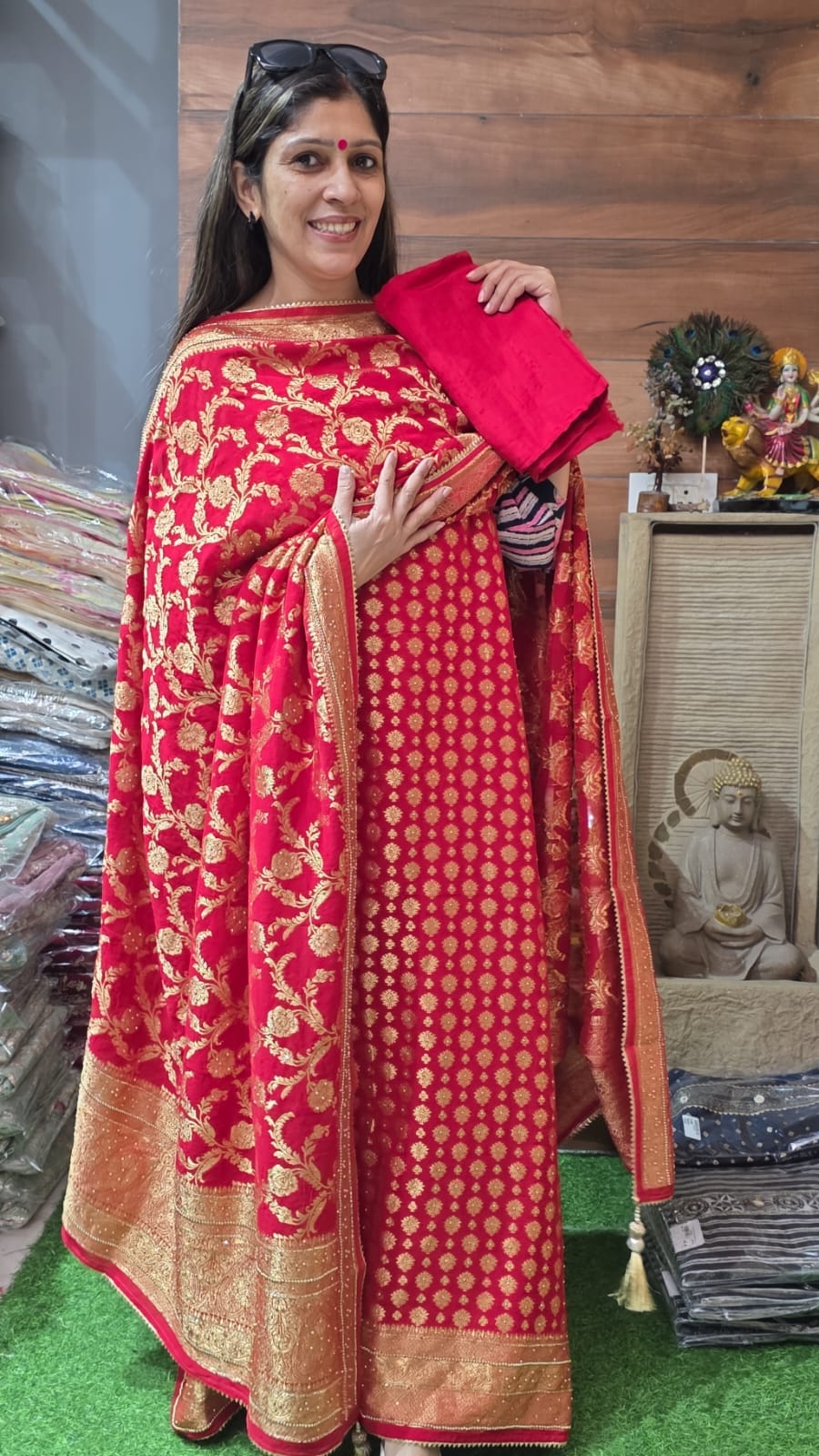 Maharani Red Khadi Georgette