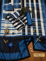 Designer Soft Chanderi Blue colour (Suit no 5) image 3