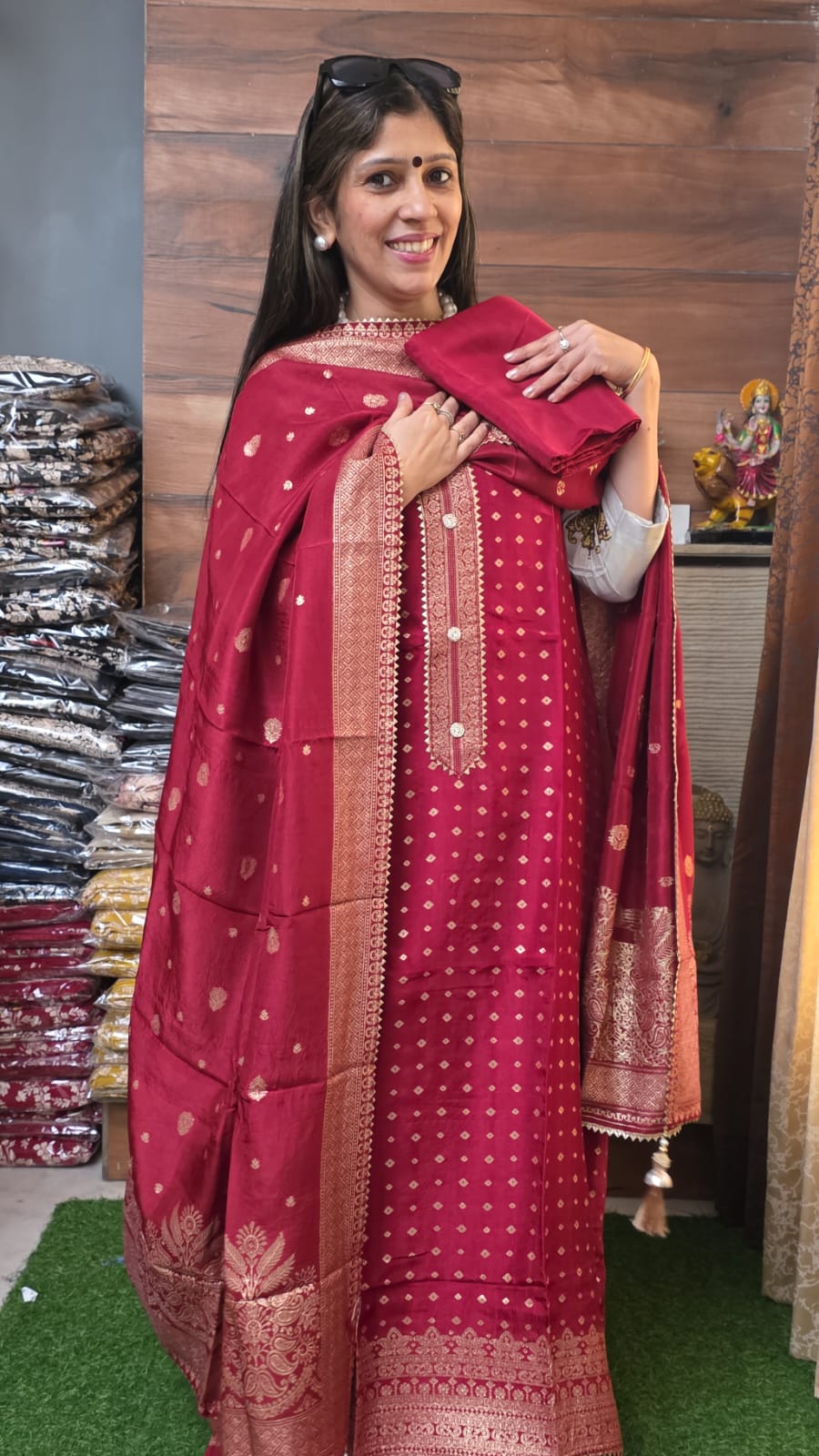 Maroon Dola Silk