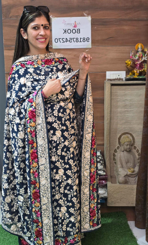 Royal Blue Parsi Embroidered Suit – Back in Stock