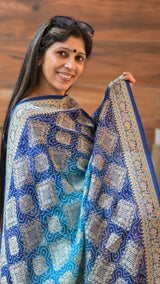 Effortless Grace Beautiful khadi Georgette Blue image 2