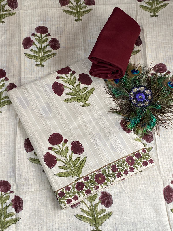 Pure Cotton Linen with block print suit no 4
