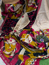 Pure Maheshwari Silk Suit - Abstract Face Print image 2