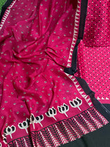 Pure Maheshwari Silk Suit - Pink Polka Dot image 3