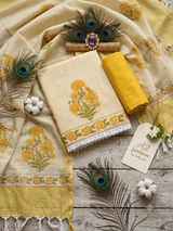 Pure Cotton with Block Print ( Sunshine yellow ) Suit no 7 image 1
