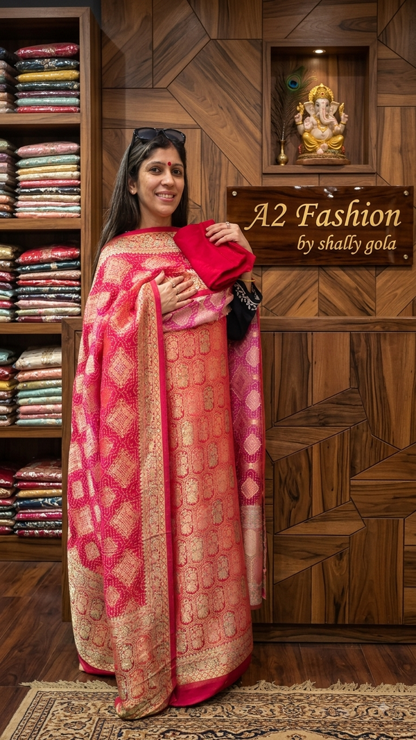 Rich and Classy Khadi Georgette Reddish Pink