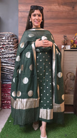 Royal Look Pure Maheswari Bottle Green image 1