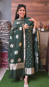 Royal Look Pure Maheswari Bottle Green image 3