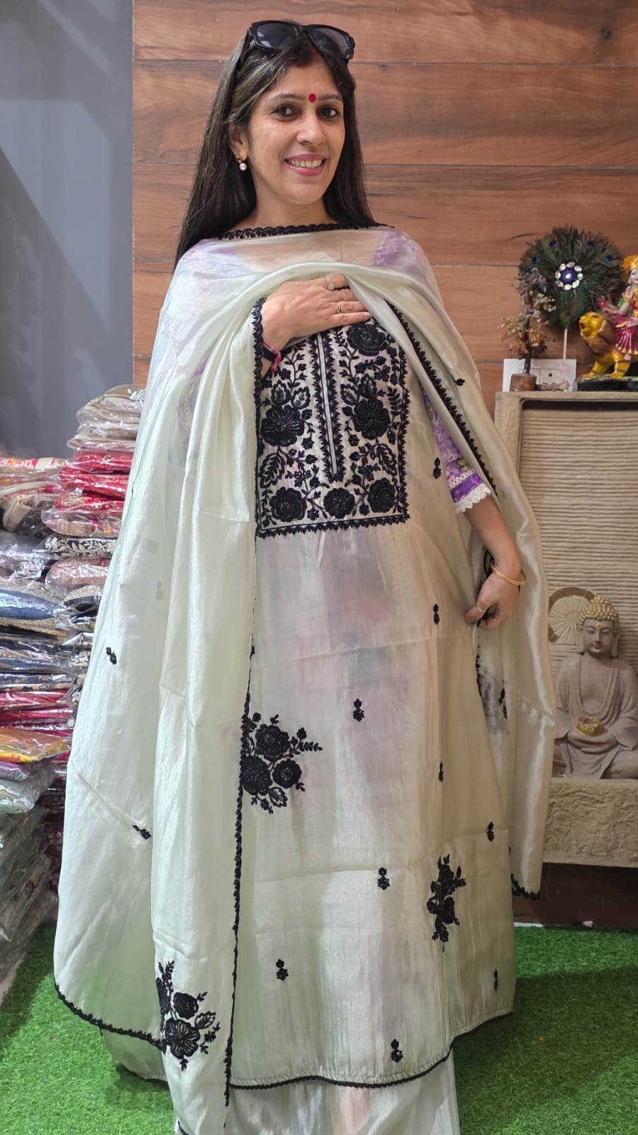 Sheer Elegance Viral Suit of Shally Gola Crush Silk