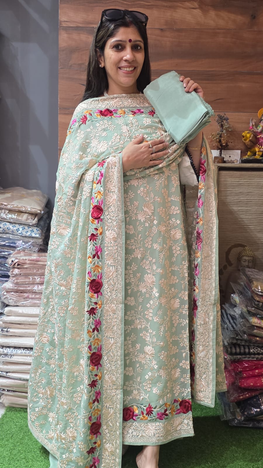 Viral Parsi Suit - Light Pista Green