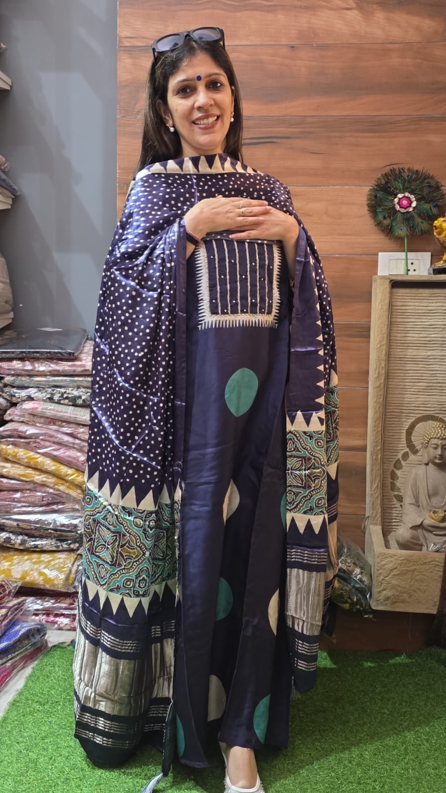 Designer Russian Silk with Gaji Silk dupatta  ( Suit No 29 )