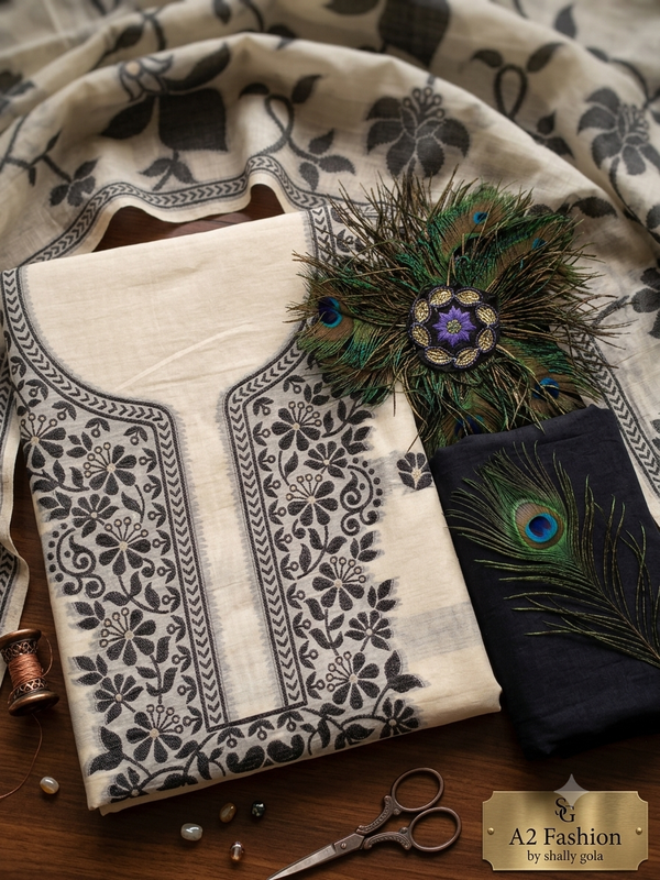 Timeless sophistication  Jamdhani Suit ( Ivory )