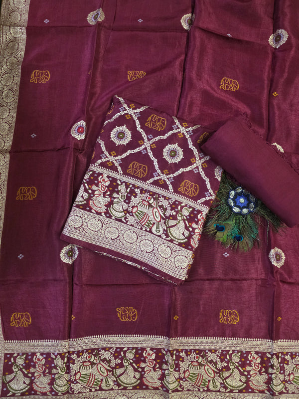 Beautiful designer Silk (Cherry Maroon)