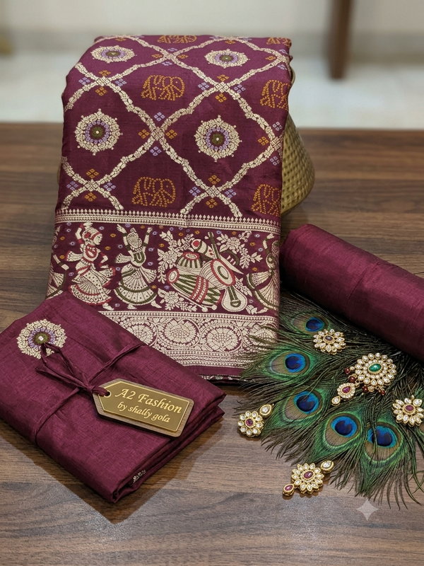 Beautiful designer Silk (Cherry Maroon)