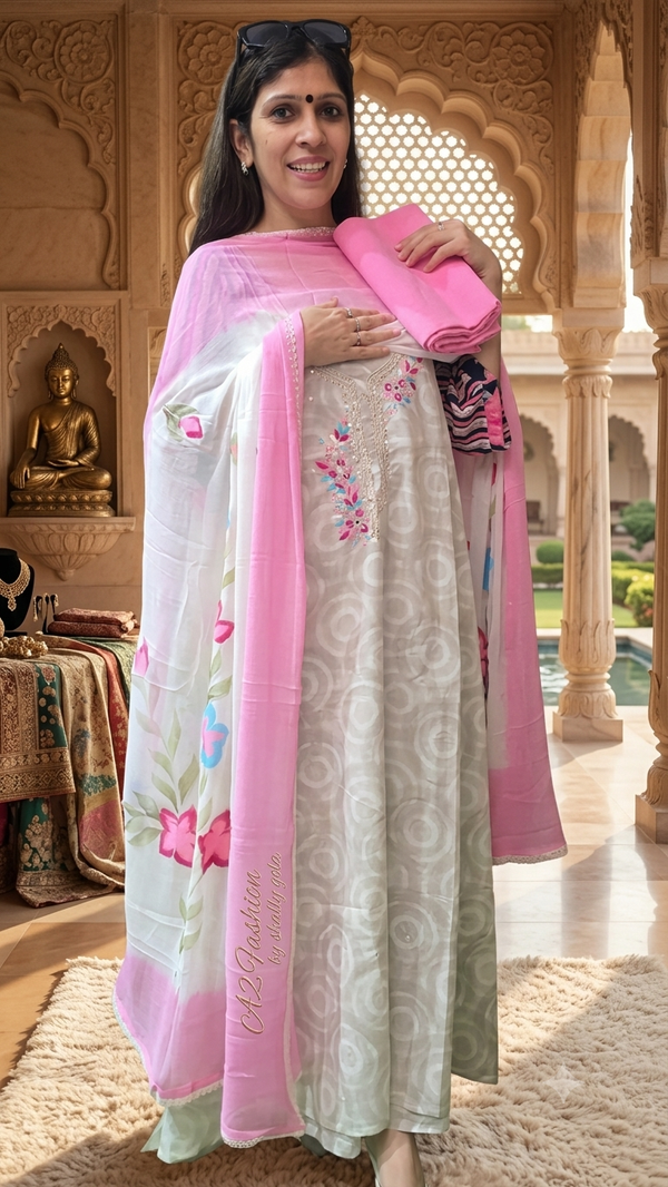 Beautiful Cotton suit with Chiffon Dupatta ( Suit No 43 )