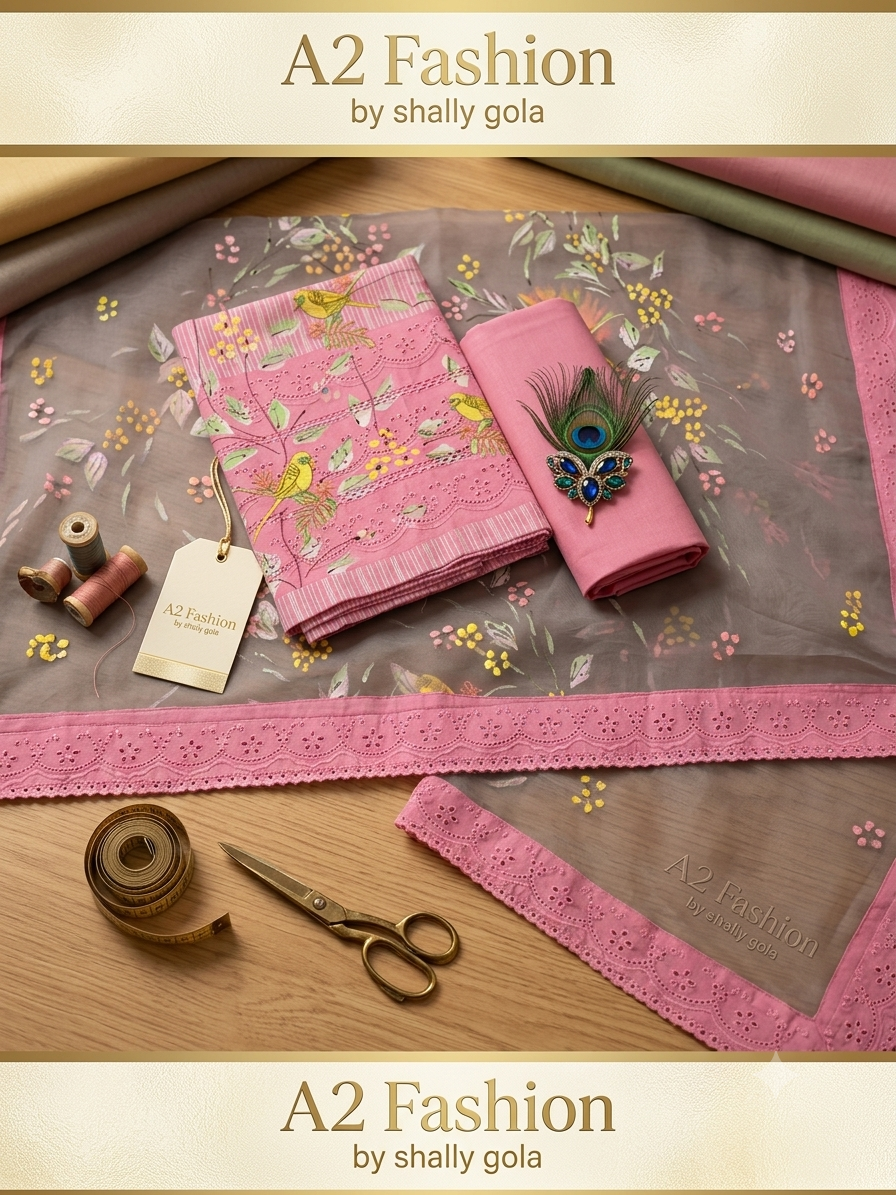 Powder Pink Cotton suit with brush paint Dupatta