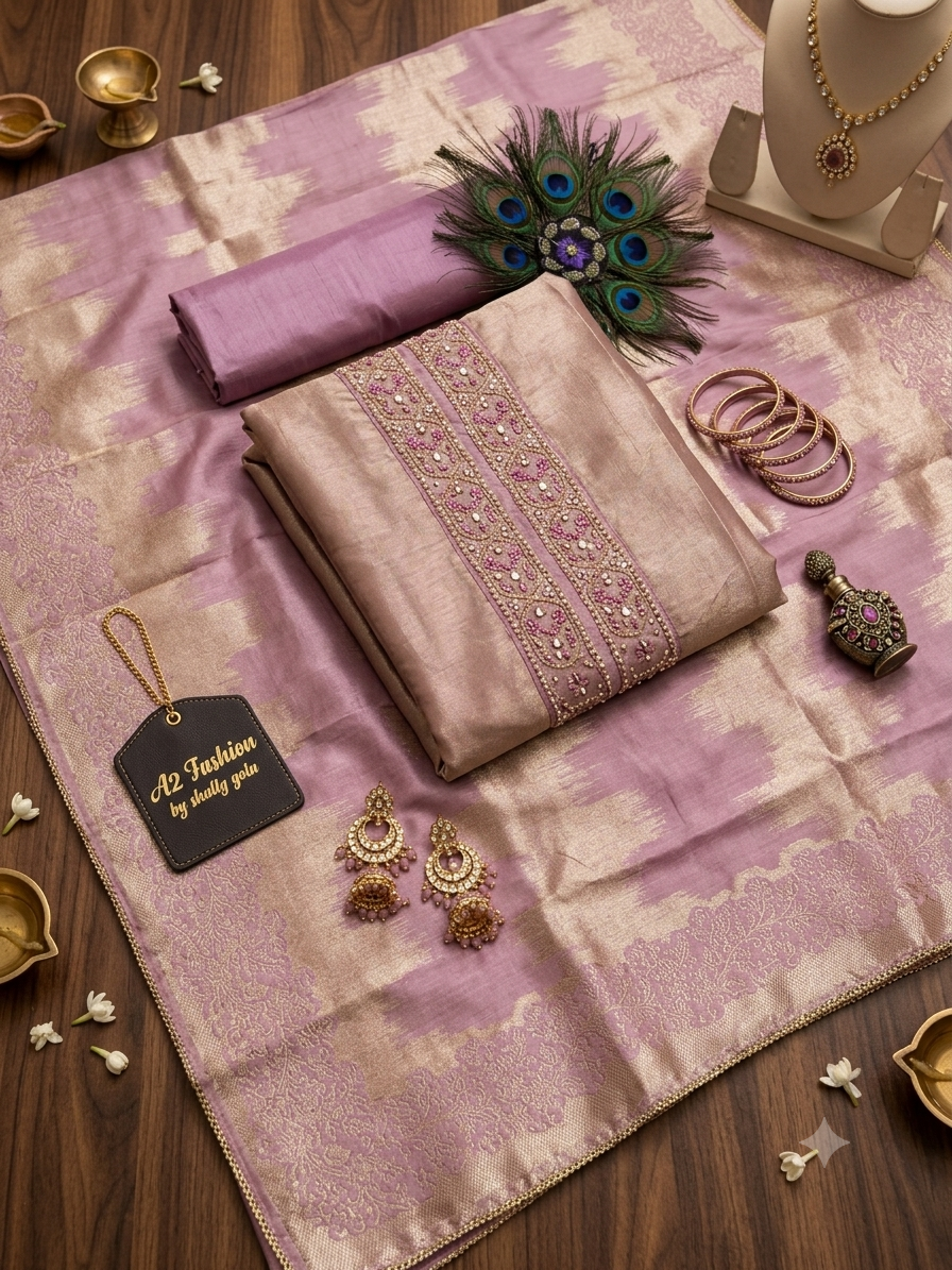 Festive Collection Pastel Mauve Silk suit