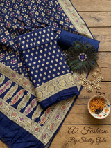 The Royal Blue Pure Khaddi Georgette image 3