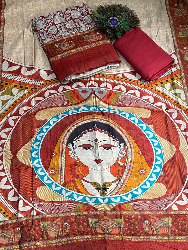 Maheshwari Cotton Kalamkari - Red