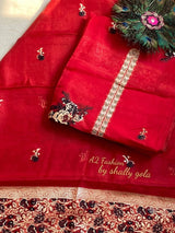 Festive Special Organza soft ( Red ) image 1