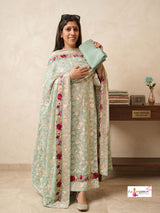 Georgette Parsi Embroidery Work Suit (Green) image 2