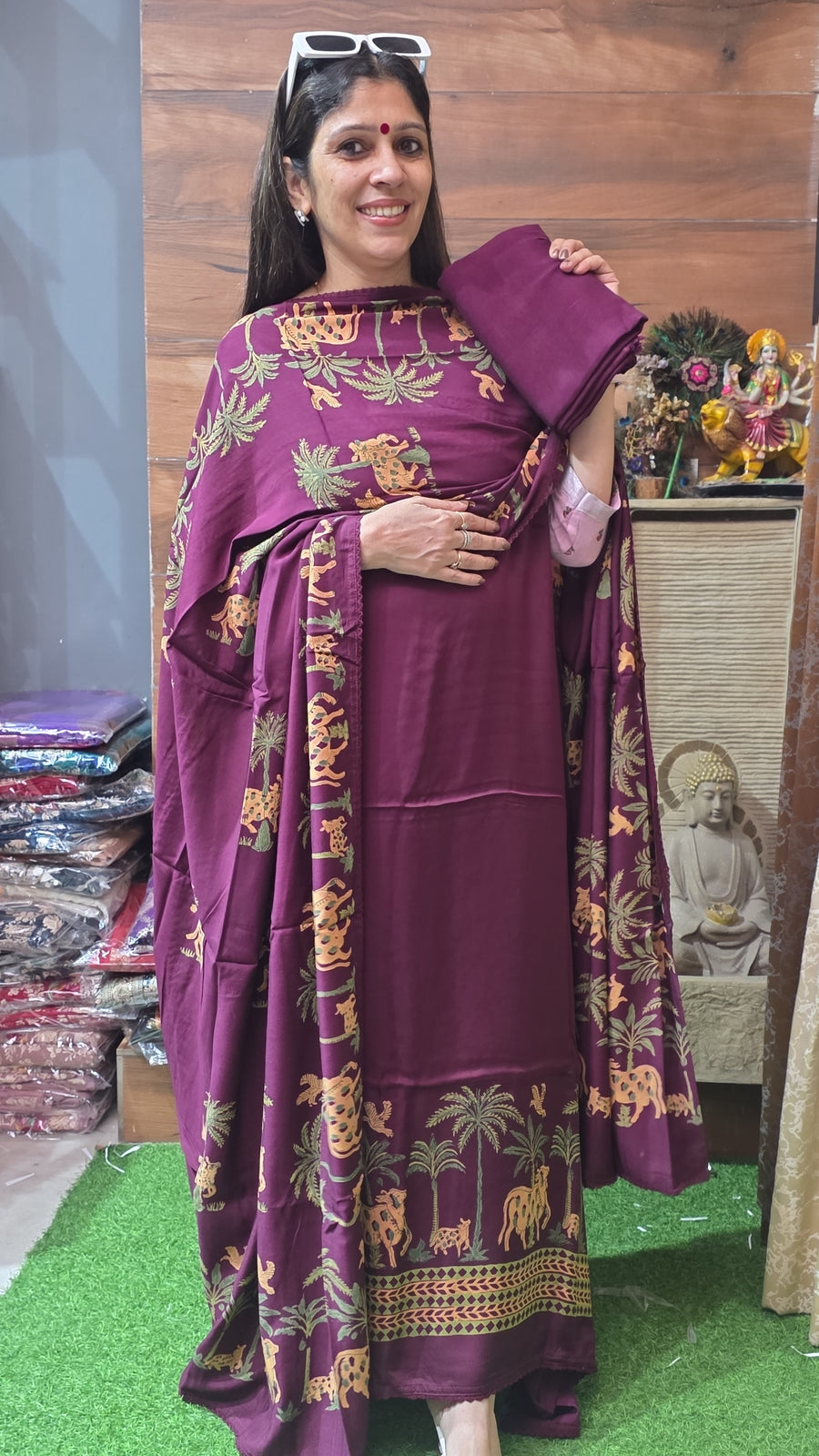 Viral Suit Pure Modal Silk 5th Oct ( Wine )