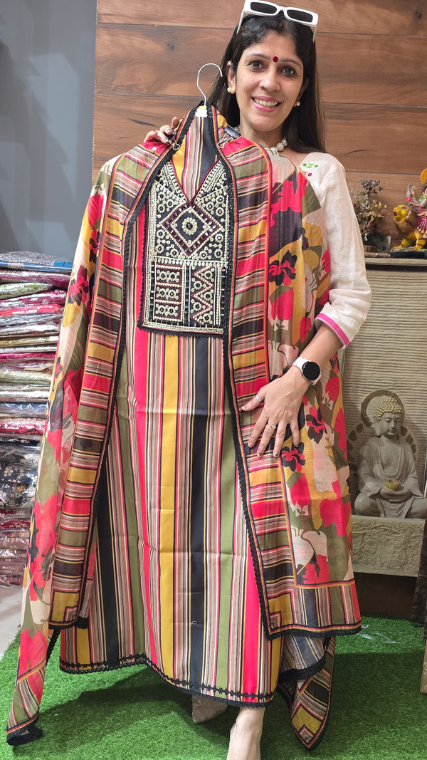 Designer Soft Chanderi Suit ( 9th oct)